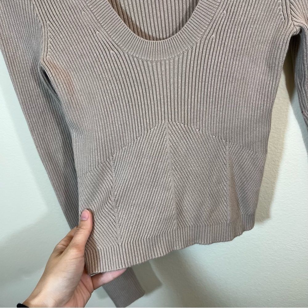 ✨ Abercrombie & Fitch Scoop Neck Ribbed Knit‎ Sweater Tan Neutral Small - Picture 4 of 10
